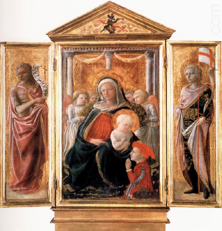 Fra Filippo Lippi Madonna of Humility with Angels and Donor,St john the Baptist,St Ansanus Cambridge,Fitzwilliam Museum. china oil painting image